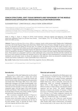 Conch Structures, Soft-Tissue Imprints and Taphonomy of the Middle Ordovician Cephalopod Tragoceras Falcatum from Estonia