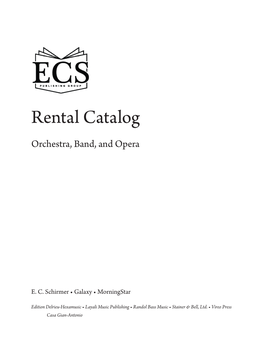 Rental Catalog Orchestra, Band, and Opera