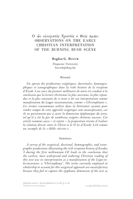 Ὁ Ὤν Εὐλογητὸς Χριστὸς Ὁ Θεὸς Ἡμῶν: Observations on the Early Christian Interpretation of the Burning Bush Scene