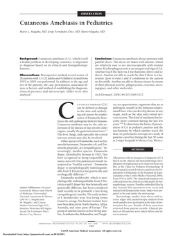 Cutaneous Amebiasis in Pediatrics