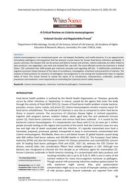 A Critical Review on Listeria Monocytogenes