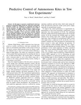 Predictive Control of Autonomous Kites in Tow Test Experiments?