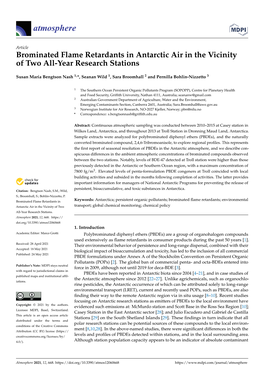 Brominated Flame Retardants in Antarctic Air in the Vicinity of Two All-Year Research Stations