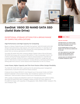 Sandisk® X600 3D NAND SATA SSD (Solid State Drive)