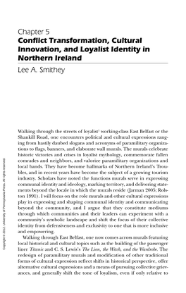 Conflict Transformation, Cultural Innovation, and Loyalist Identity In