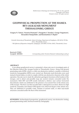 Geophysical Prospection at the Hamza Bey (Alkazar) Monument Thessaloniki, Greece