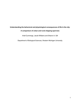 Understanding the Behavioral and Physiological Consequences of Life in the City: a Comparison of Urban and Rural Chipping Sparro