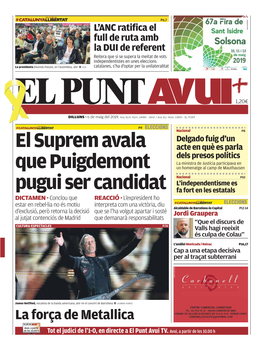 El Suprem Avala Que Puigdemont Pugui Ser Candidat