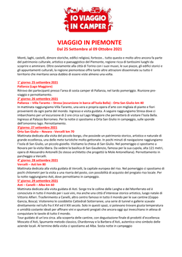 VIAGGIO in PIEMONTE Dal 25 Settembre Al 09 Ottobre 2021