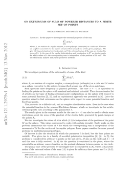 On Extremums of Sums of Powered Distances to a Finite Set of Points