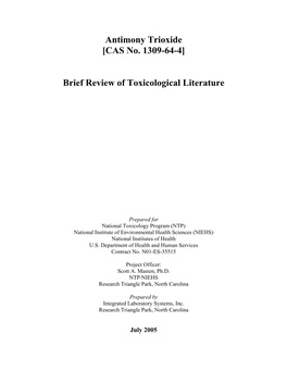 Antimony Trioxide [CAS No. 1309-64-4]