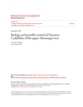 Biology and Possible Control of Nuisance Caddisflies of the Upper Mississippi River Calvin R