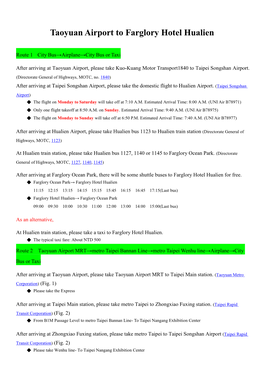 Taoyuan Airport to Farglory Hotel Hualien