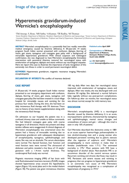 Hyperemesis Gravidarum-Induced Wernicke's