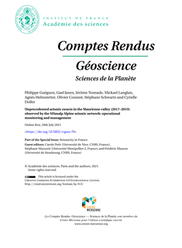 Unprecedented Seismic Swarm in the Maurienne Valley (2017–2019) Observed by the Sismalp Alpine Seismic Network: Operational Monitoring and Management