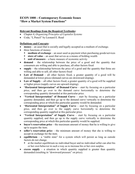 Contemporary Economic Issues “How a Market System Functions”