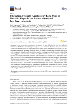 Infiltration-Friendly Agroforestry Land Uses on Volcanic Slopes in the Rejoso Watershed, East Java, Indonesia