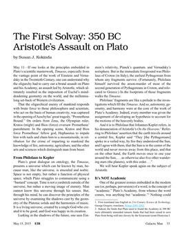 The First Solvay: 350 BC Aristotle's Assault on Plato