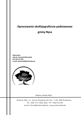 Opracowanie Ekofizjograficzne Podstawowe Gminy Nysa