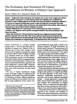 The Evaluation and Treatment of Urinary Incontinence in Women: a Primary Care Approach