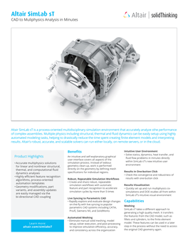 Altair Simlab St CAD to Muliphysics Analysis in Minutes