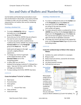 Ins and Outs of Bullets and Numbering