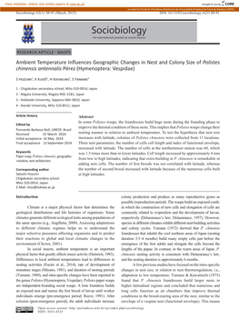 Sociobiology 62(1): 88-91 (March, 2015) DOI: 10.13102/Sociobiology.V62i1.88-91