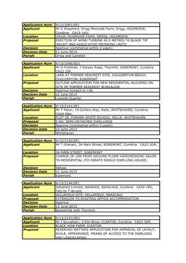 Application Num 4/13/2061/0F1 Applicant Mr S Shepherd, Drigg