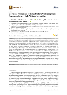 Electrical Properties of Polyethylene/Polypropylene Compounds for High-Voltage Insulation