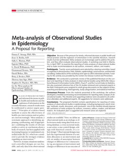 Meta-Analysis of Observational Studies in Epidemiology (MOOSE)