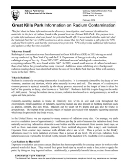 Great Kills Park Information on Radium Contamination