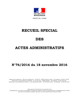 Recueil Special Des Actes Administratifs