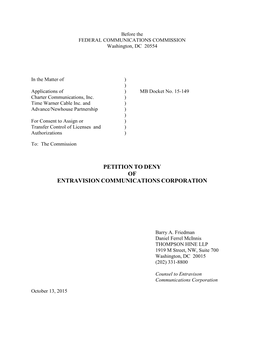 Petition to Deny of Entravision Communications Corporation