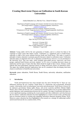 Creating Short-Term Classes on Unification in South Korean Universities