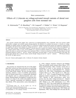 (6)-Kavain on Voltage-Activated Inward Currents of Dorsal Root Ganglion Cells from Neonatal Rats