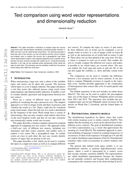 Text Comparison Using Word Vector Representations and Dimensionality Reduction