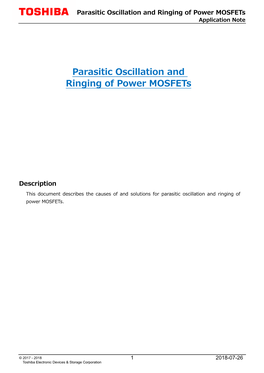 Parasitic Oscillation and Ringing of Power Mosfets Application Note