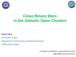 Close Binary Stars in the Galactic Open Clusters