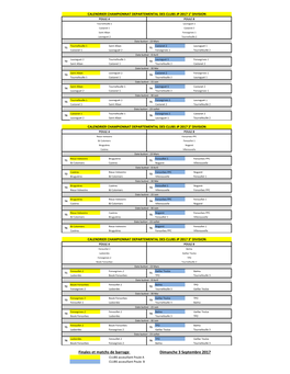 Finales Et Matchs De Barrage Dimanche 3 Septembre 2017 CLUBS Acceuillant Poule a CLUBS Acceuillant Poule B