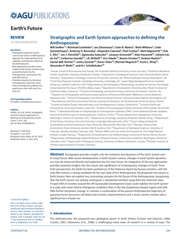 Stratigraphic and Earth System Approaches to Defining The