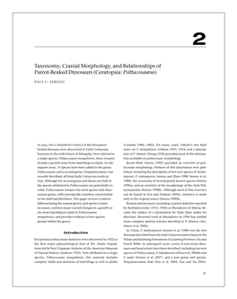 Taxonomy, Cranial Morphology, and Relationships of Parrot-Beaked Dinosaurs (Ceratopsia: Psittacosaurus)