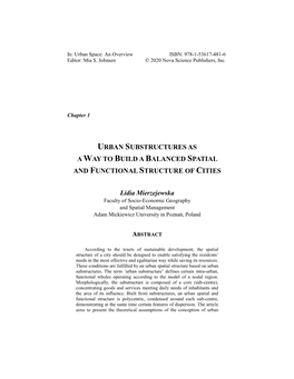 Chapter 1. Urban Substructures As a Way to Build a Balanced Spatial