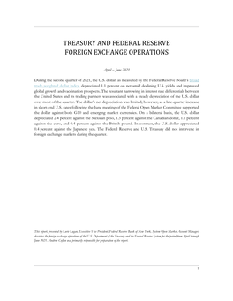 Treasury and Federal Reserve Foreign Exchange Operations