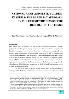 National Army and State-Building in Africa: the Brazilian Approach in the Case of the Democratic Republic of the Congo