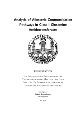 Analysis of Allosteric Communication Pathways in Class I Glutamine Amidotransferases