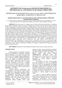 DIVERSITY of Pectobacterium STRAINS by BIOCHEMICAL, PHYSIOLOGICAL, and MOLECULAR CHARACTERIZATION DIVERSIDADE DE ISOLADOS DE Pe