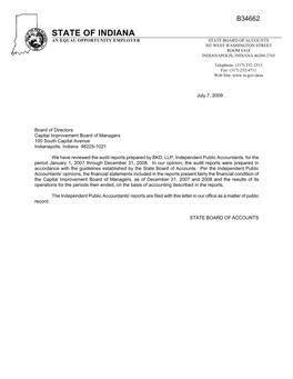 State of Indiana an Equal Opportunity Employer State Board of Accounts 302 West Washington Street Room E418 Indianapolis, Indiana 46204-2765