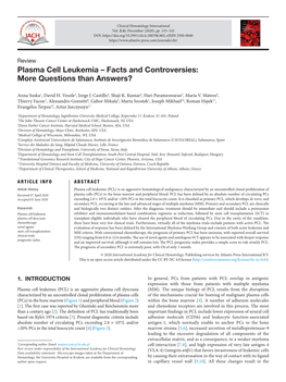 Plasma Cell Leukemia – Facts and Controversies: More Questions Than Answers?