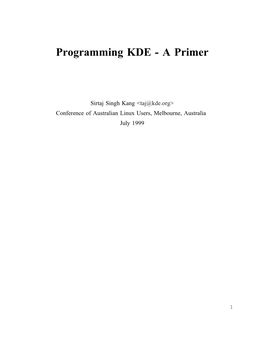 Programming KDE - a Primer