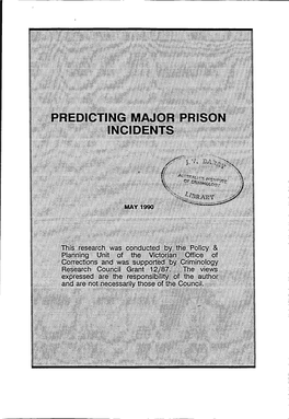 Predicting Major Prison Incidents